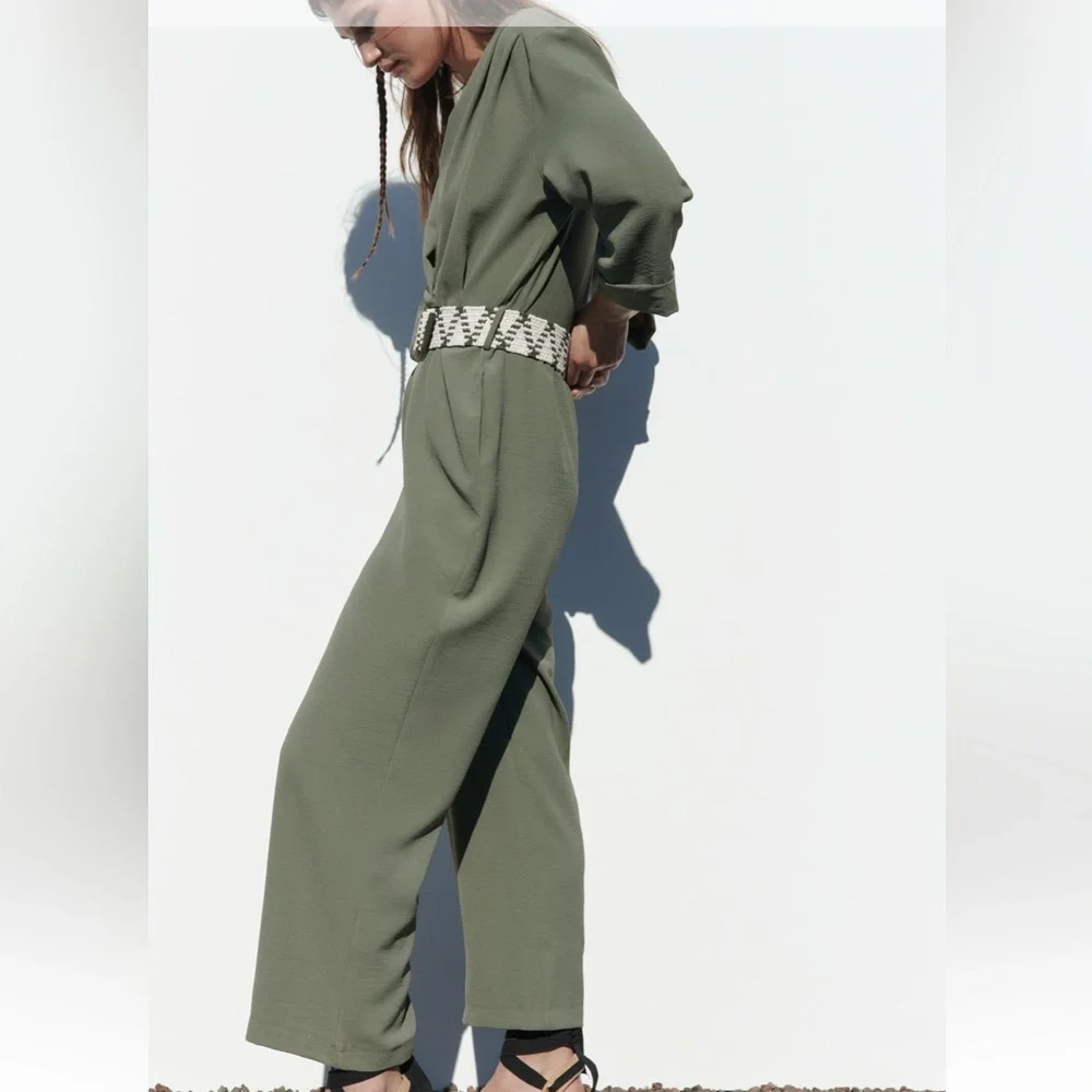 ZARA | Long Belted Jumpsuit - Picture 5 of 8